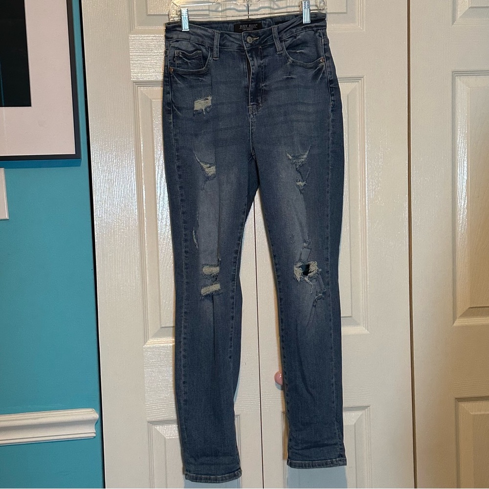 Judy‎ Blue Distressed Blue Skinny Jeans Size 7